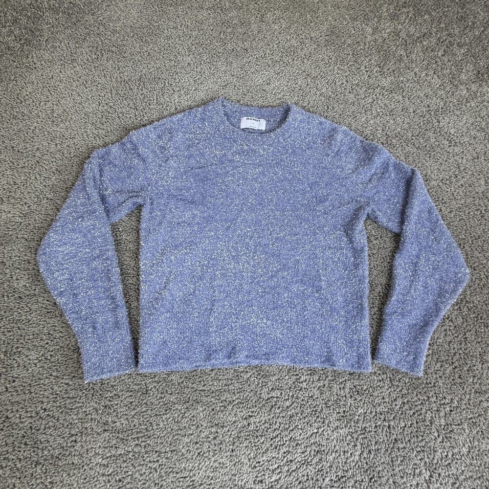 Old Navy Sweater Womens Small Purple Metallic Crew Neck Lightweight Pullover